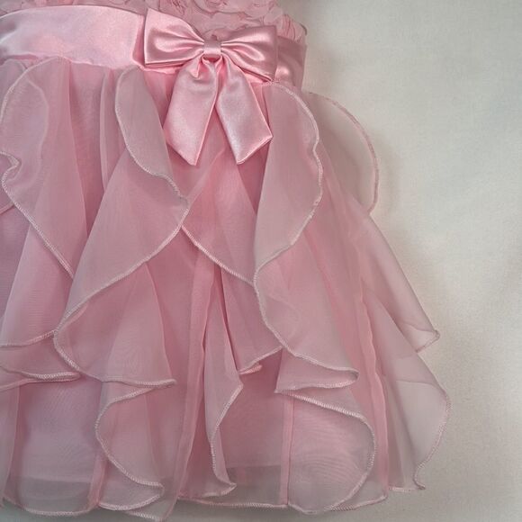 American Princess Pink Sleeveless Formal Party Dress with rosettes and ruffles - Picture 7 of 14
